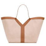 Saint Laurent Y Leather And Canvas Tote Bag Coffee
